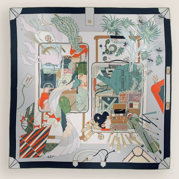 NEW HERMES Bagage a Main 100% SILK Scarf 90 w/ Receipt - Picture 1 of 16